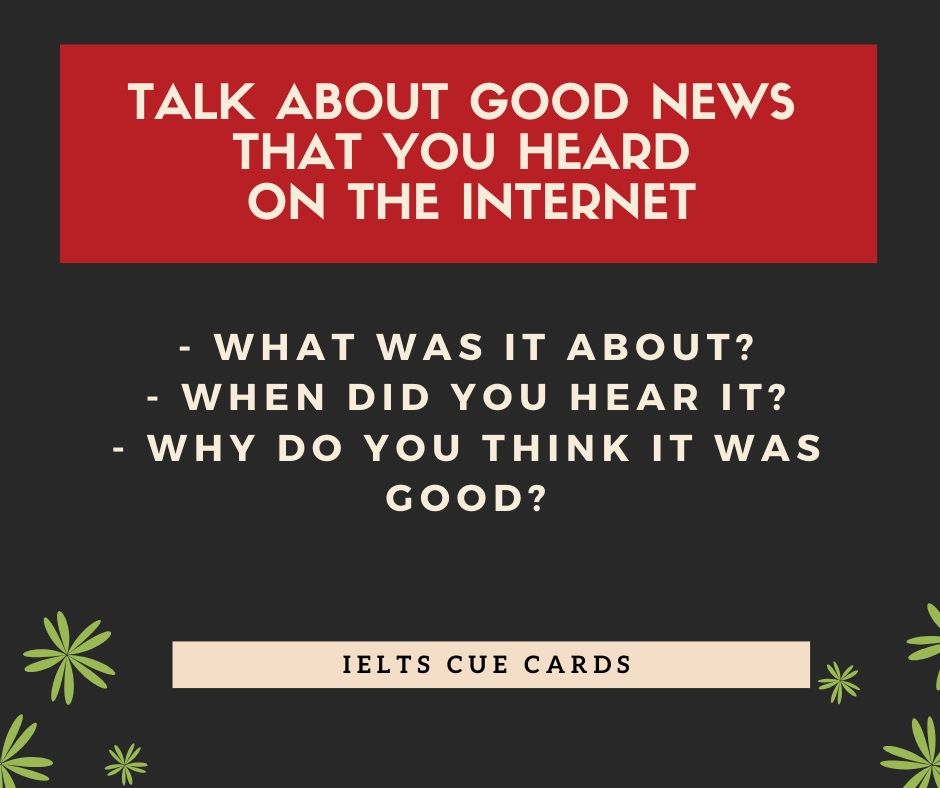 Talk about Good news that you heard/received/read on the internet